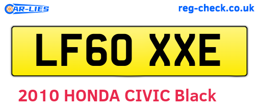 LF60XXE are the vehicle registration plates.