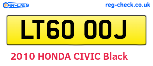 LT60OOJ are the vehicle registration plates.