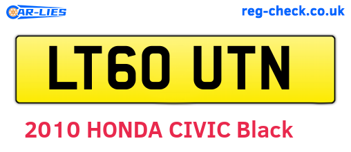 LT60UTN are the vehicle registration plates.