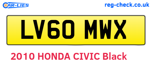 LV60MWX are the vehicle registration plates.