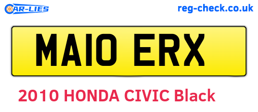 MA10ERX are the vehicle registration plates.