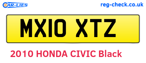 MX10XTZ are the vehicle registration plates.