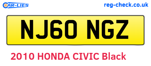 NJ60NGZ are the vehicle registration plates.
