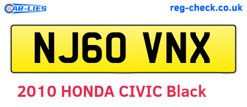NJ60VNX are the vehicle registration plates.