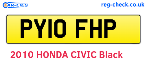 PY10FHP are the vehicle registration plates.