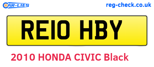 RE10HBY are the vehicle registration plates.