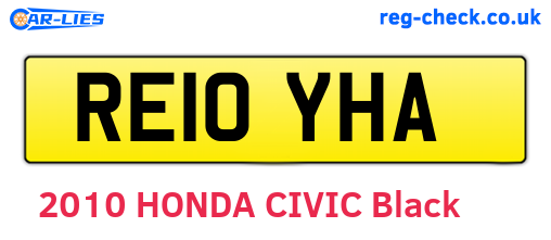 RE10YHA are the vehicle registration plates.