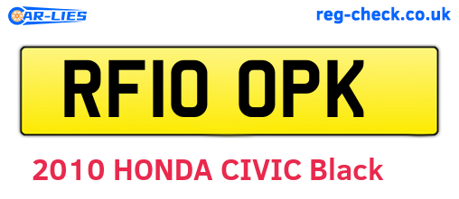 RF10OPK are the vehicle registration plates.