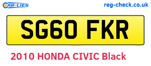 SG60FKR are the vehicle registration plates.