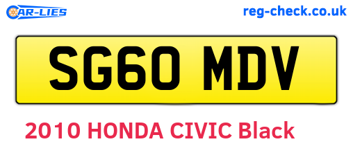SG60MDV are the vehicle registration plates.