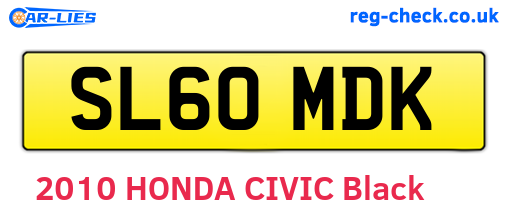 SL60MDK are the vehicle registration plates.