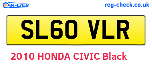 SL60VLR are the vehicle registration plates.