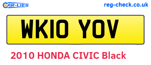 WK10YOV are the vehicle registration plates.