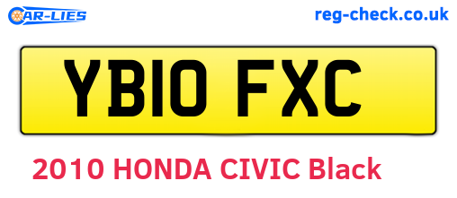 YB10FXC are the vehicle registration plates.