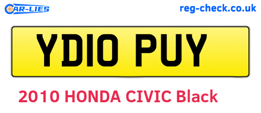 YD10PUY are the vehicle registration plates.