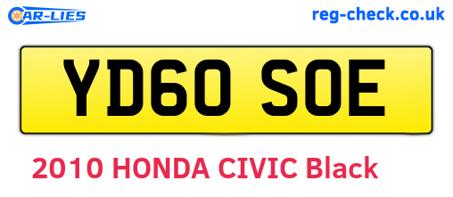 YD60SOE are the vehicle registration plates.
