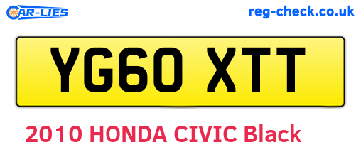 YG60XTT are the vehicle registration plates.
