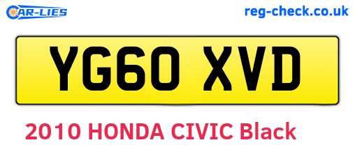 YG60XVD are the vehicle registration plates.