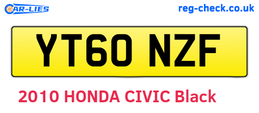 YT60NZF are the vehicle registration plates.