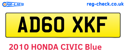 AD60XKF are the vehicle registration plates.