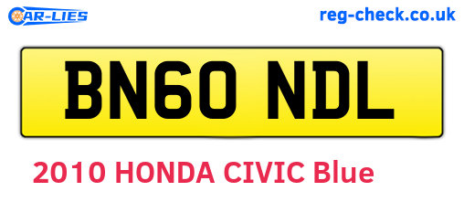 BN60NDL are the vehicle registration plates.