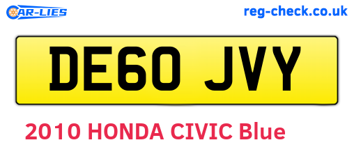 DE60JVY are the vehicle registration plates.