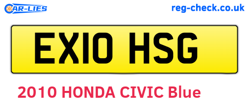 EX10HSG are the vehicle registration plates.