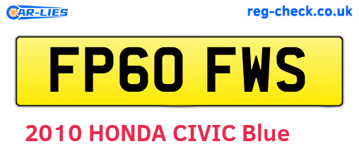 FP60FWS are the vehicle registration plates.
