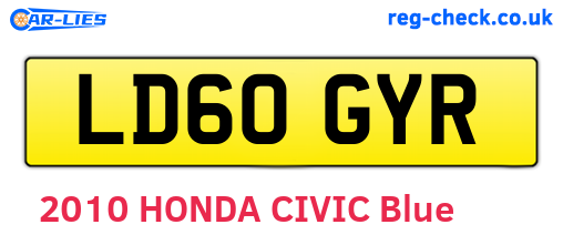LD60GYR are the vehicle registration plates.