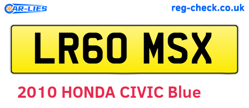 LR60MSX are the vehicle registration plates.