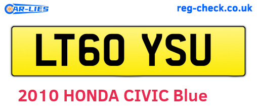 LT60YSU are the vehicle registration plates.