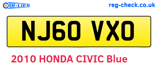 NJ60VXO are the vehicle registration plates.