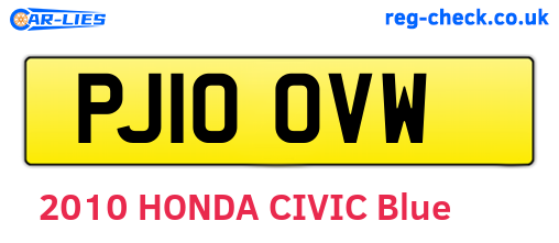 PJ10OVW are the vehicle registration plates.