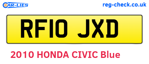 RF10JXD are the vehicle registration plates.