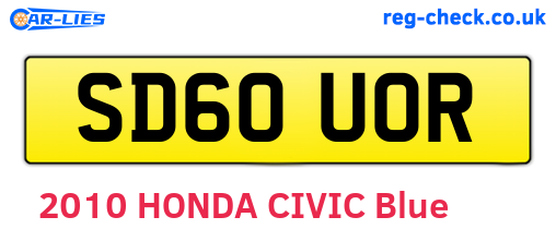 SD60UOR are the vehicle registration plates.