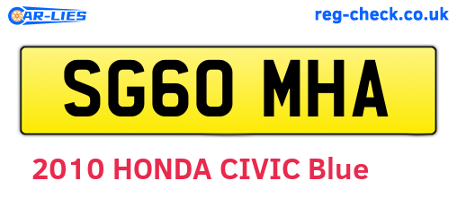 SG60MHA are the vehicle registration plates.