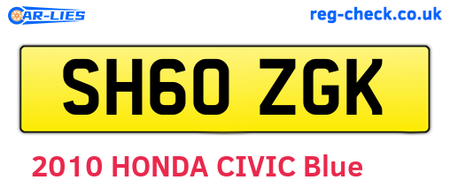 SH60ZGK are the vehicle registration plates.
