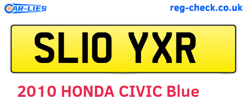 SL10YXR are the vehicle registration plates.