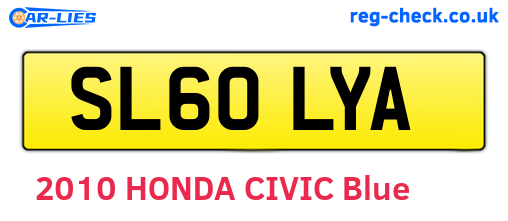 SL60LYA are the vehicle registration plates.