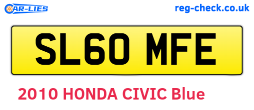 SL60MFE are the vehicle registration plates.