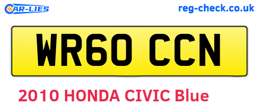 WR60CCN are the vehicle registration plates.