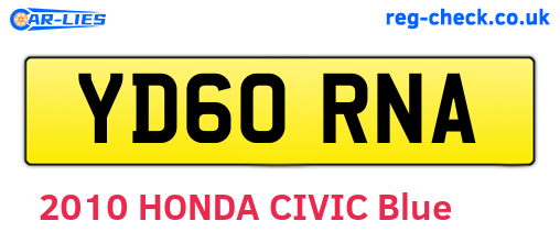 YD60RNA are the vehicle registration plates.