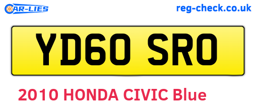 YD60SRO are the vehicle registration plates.