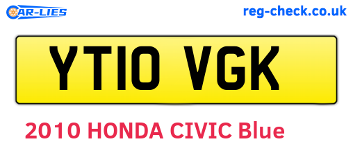 YT10VGK are the vehicle registration plates.