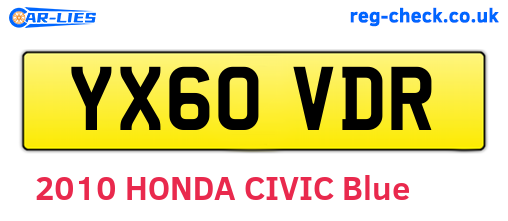 YX60VDR are the vehicle registration plates.