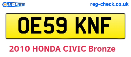 OE59KNF are the vehicle registration plates.