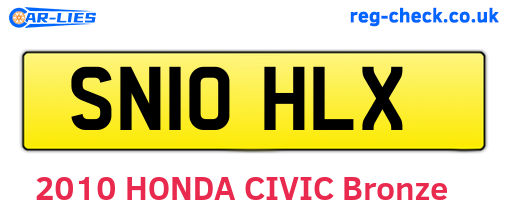 SN10HLX are the vehicle registration plates.