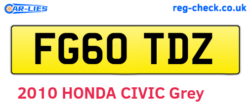 FG60TDZ are the vehicle registration plates.