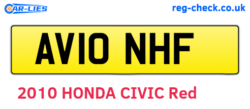 AV10NHF are the vehicle registration plates.