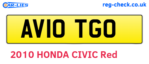 AV10TGO are the vehicle registration plates.